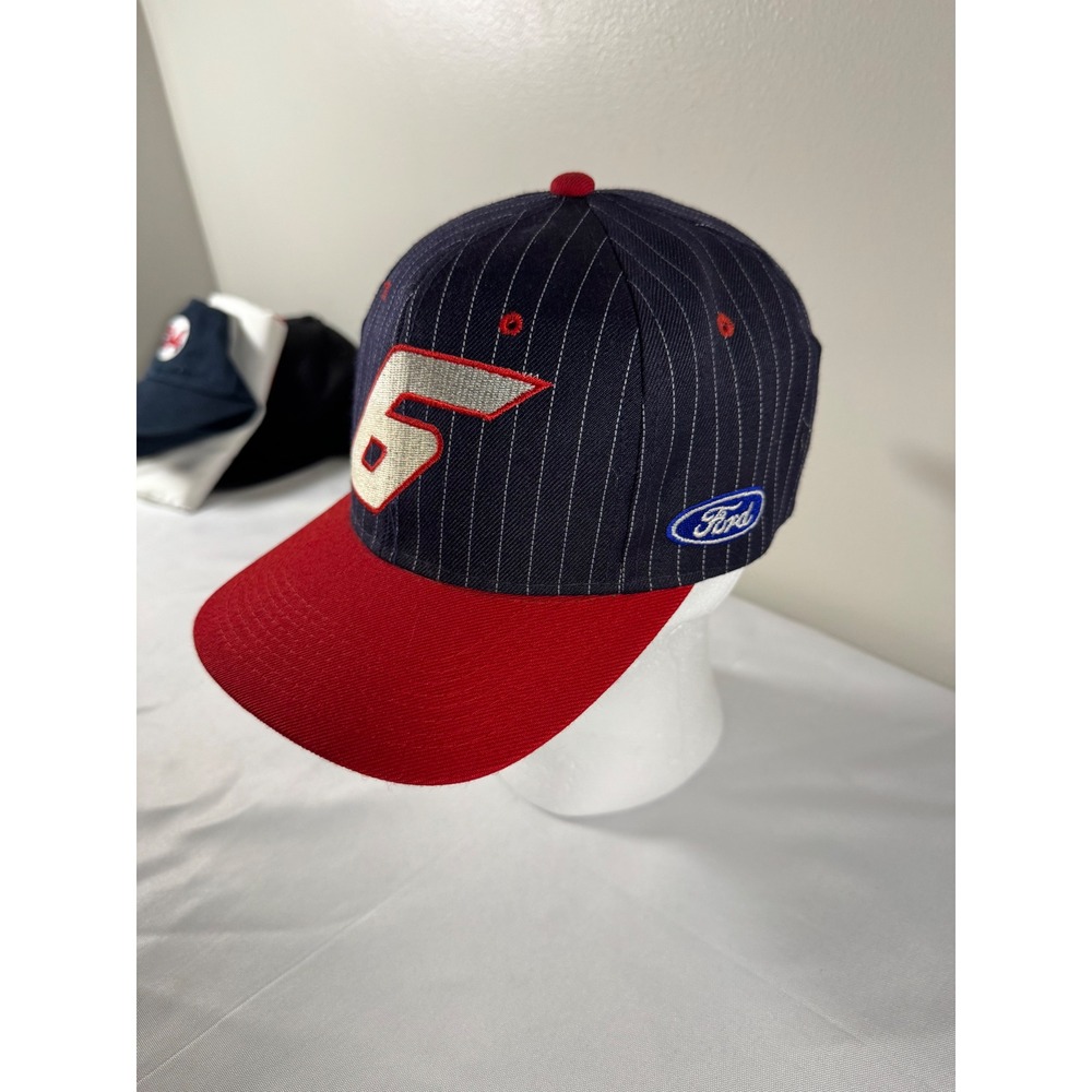 Vintage Mark Martin NASCAR Hat #6 Ford Valvoline Pinstripe Snapback Cap Navy Red - Picture 2 of 5